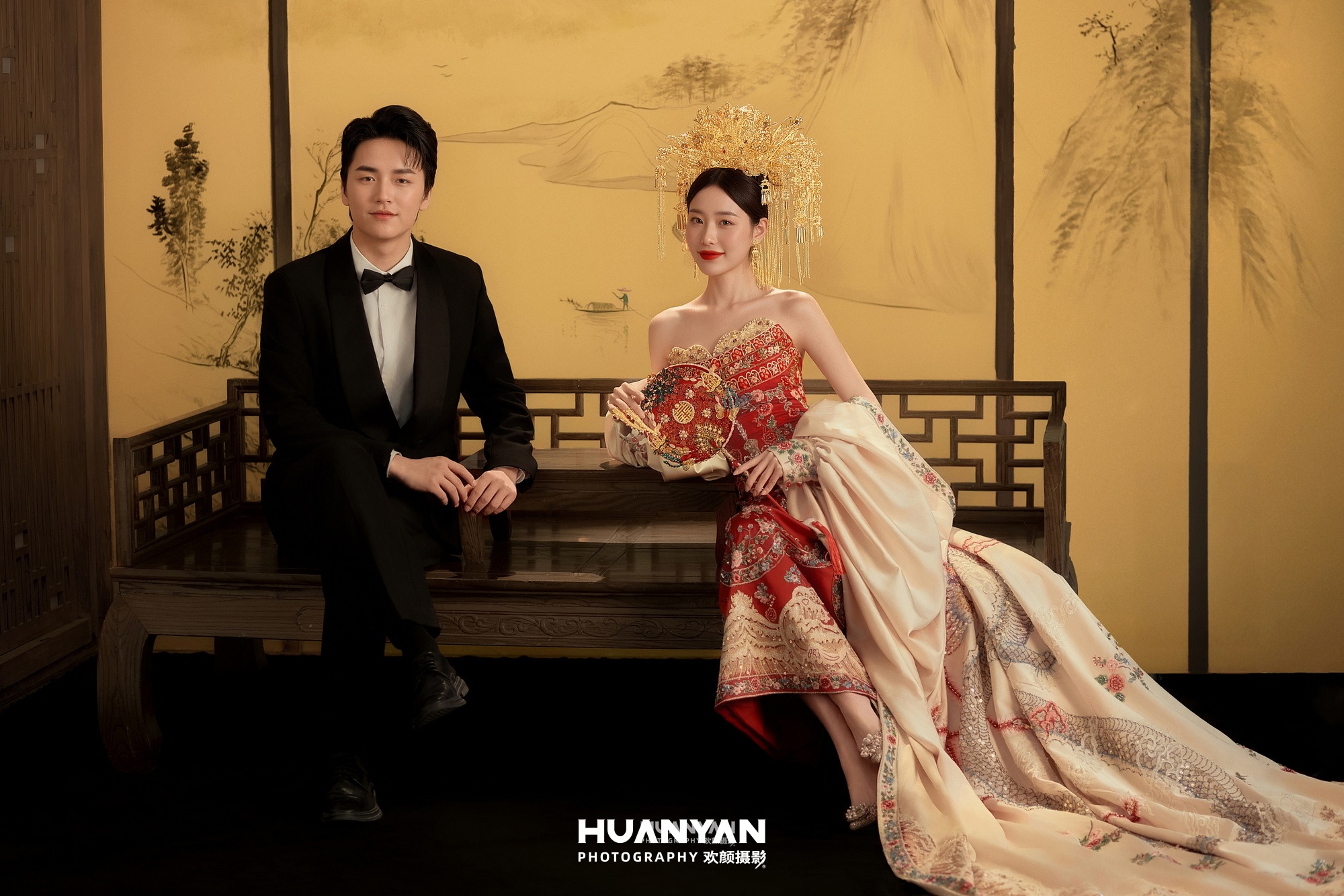 凤冠映画：新中式婚纱照室内影棚实拍