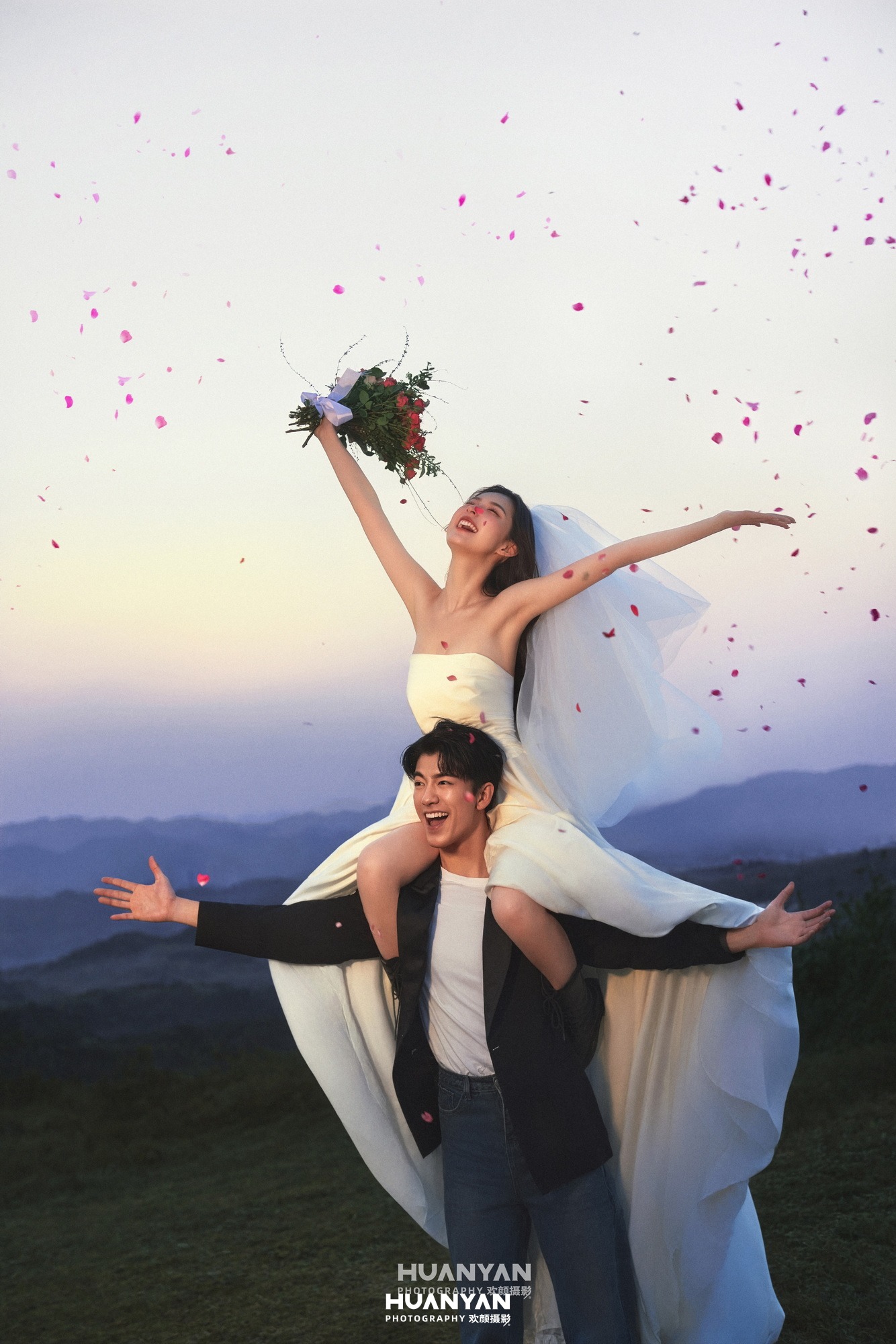 户外自然韩式温柔婚纱照实拍（漫天花信系列）