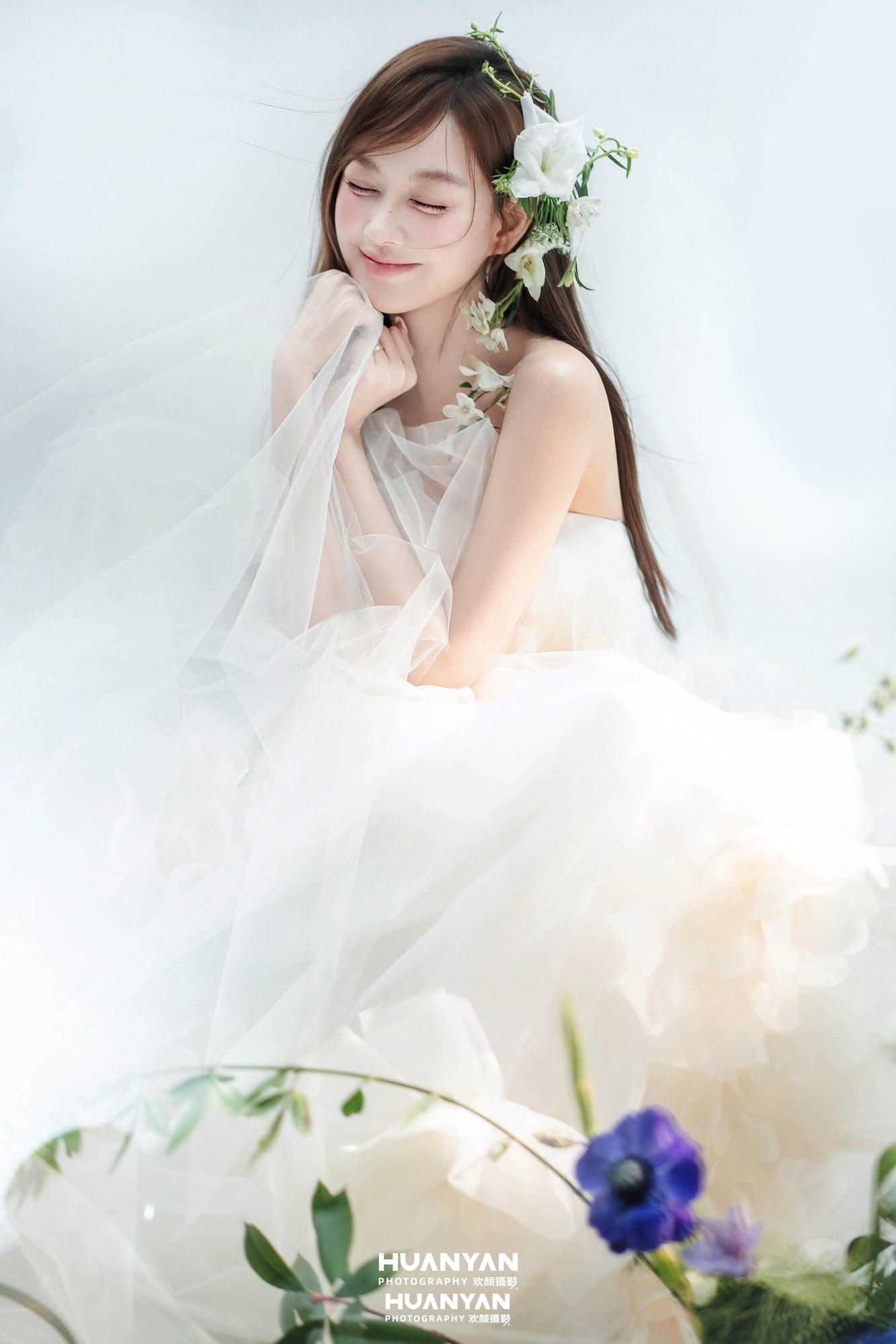 室内影棚韩式温柔婚纱照实拍（花溪系列）
