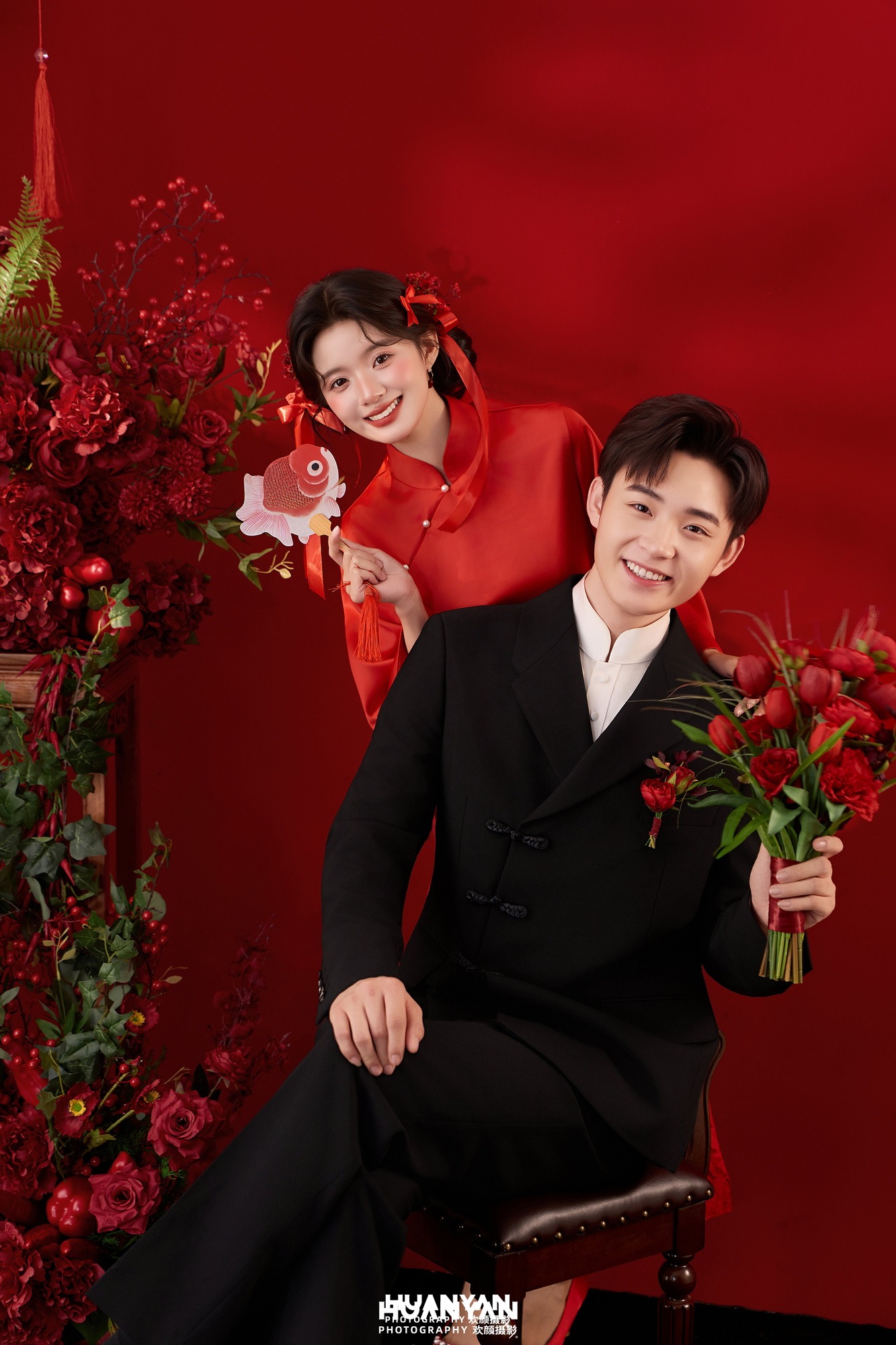 室内影棚新中式婚纱照实拍（良缘双卷系列）