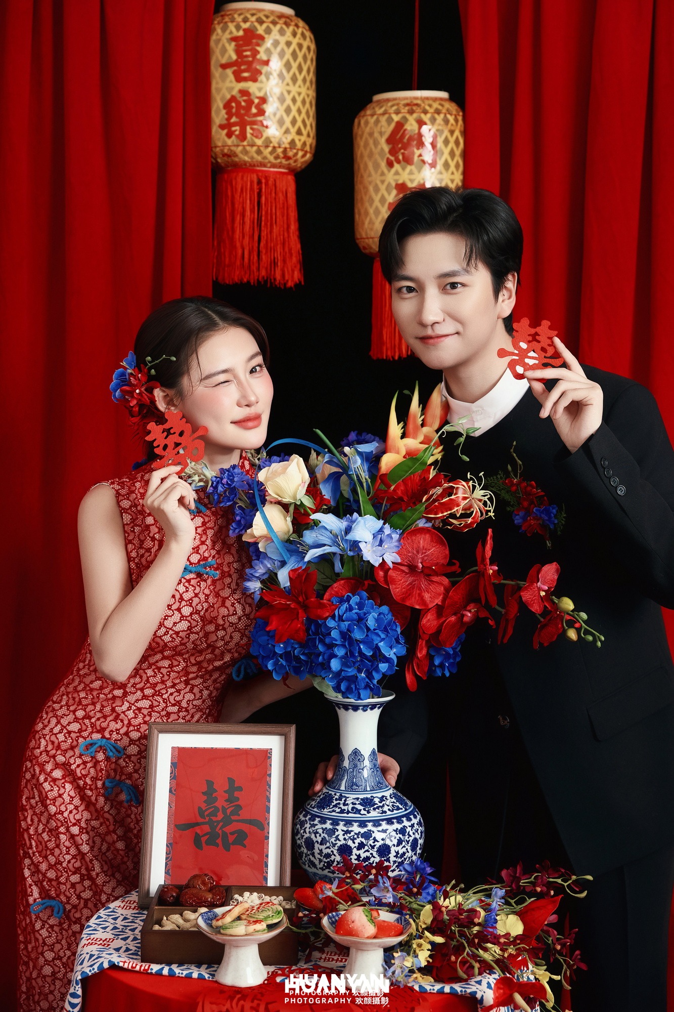 新中式婚纱照 · 室内影棚场景 · 囍上眉梢客片