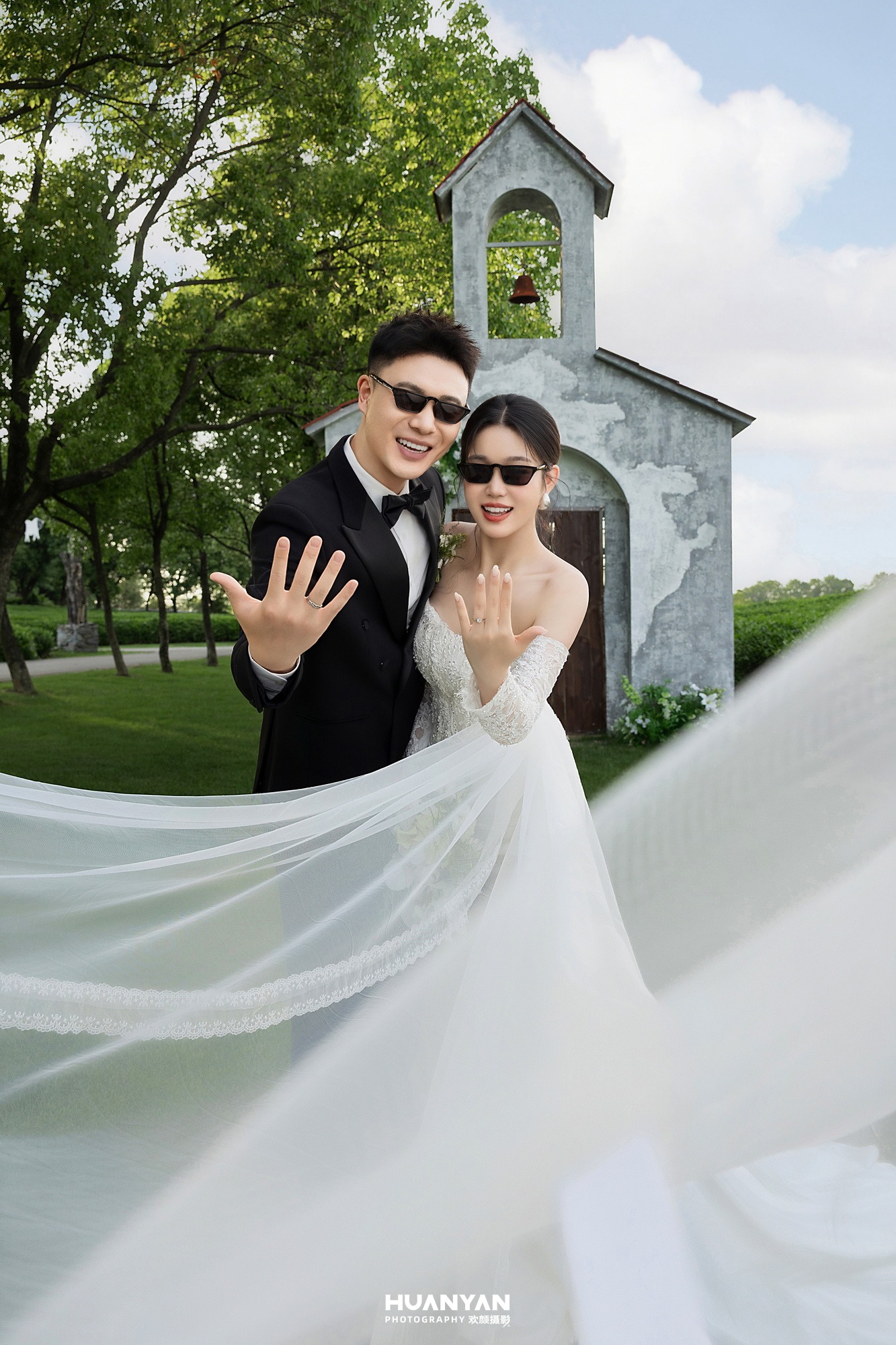 户外自然清新自然婚纱照实拍（钟楼飞纱系列）